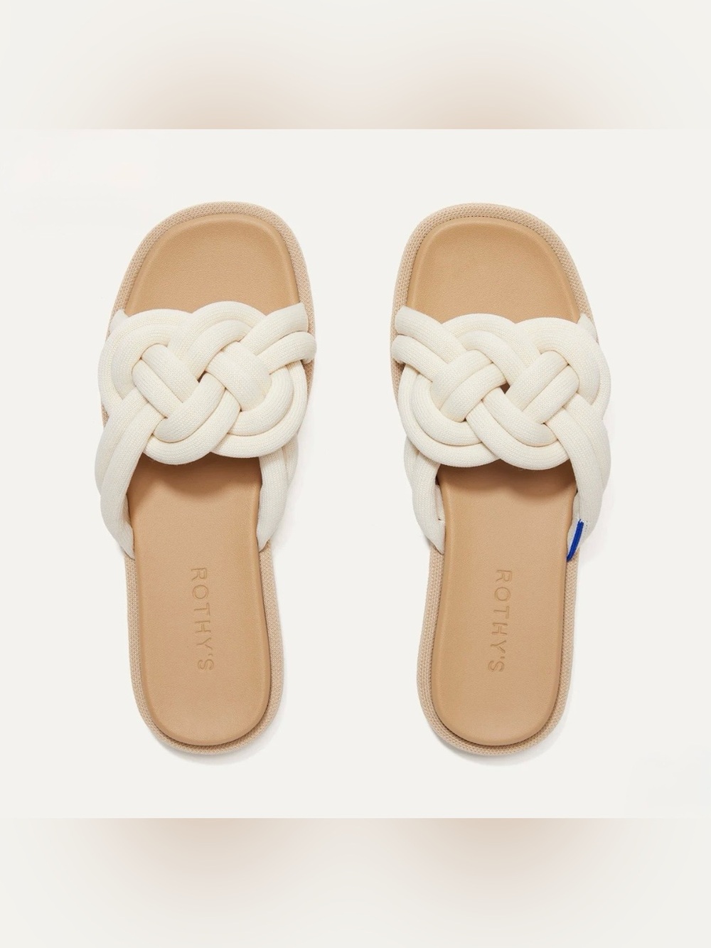 Rothy's The Summer Sandal in White Sun Size 8.5 Cream Knotted Slide Sandals